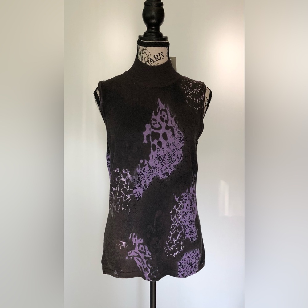 Melanie Lyne JP. Evolution Women's Sleeveless Knit Top Black & Purple Sz Large